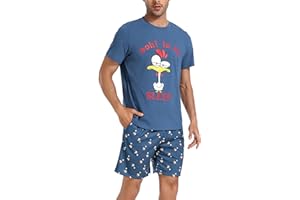 Jezonga Pijamas Hombre Verano Pijamas Cortos Hombre Conjuntos de Pijamas Algodón Pantalones Ropa de Dormir para Hombre