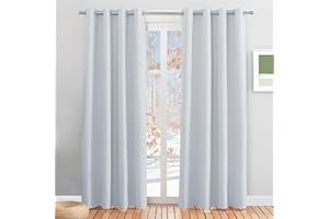 PONY DANCE Rideau Occultant - Rideaux d'Extérieur pour Jardin Pergola à Oeillets Lumière Bloquer Isolant Thermique Décoration pour Tonnelle, L 132 x H 213 cm, Gris Blanc, 2 PCs