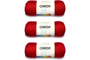 Caron Simply Soft Harvest Red Yarn - 3 Pack of 170g/6oz - Acrylic - 4 Medium (Worsted) - 315 Yards - Knitting/Crochet