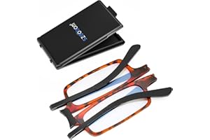 SZEOEOM Gafas de lectura plegables ultrafinas Lectores plegables ultraligeros Bule-light para hombres Mujeres Estuche de gafas rectangular portátil de viaje compacto