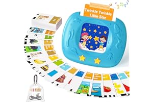 HOMESTEC Toddlers Talking Flash Cards, 144 English Visual Words with Pronunciations and Sounds, British Accent, Learning Toys for Preschool Kids Gifts (Blue)