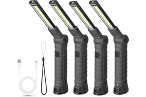 Suranew Torcia a LED da lavoro, lampada da officina, luci di ispezione COB ricaricabili con gancio per appendere e base magnetica per campeggio, escursioni ed emergenze