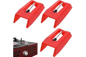 FLZONHUT Pointe de Lecture Tourne-Disque Aiguille,3 Pièces Aiguille Diamant de Remplacement Universelles Aiguille Tourne Disque Remplacement Aiguille pour Tourne Disque en Vinyle,Phonographe Rouge