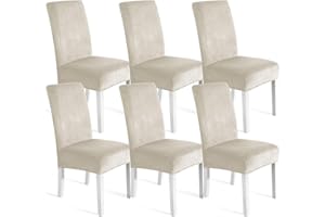 Ystyle Fundas de Sillas Terciopelo Pack 6, Fundas Sillas Comedor Ajustables Elasticas, Chair Cover Universal Moderno, Suave Lavables Funda Protectora, Banquetes Restaurante Hotel, Beige