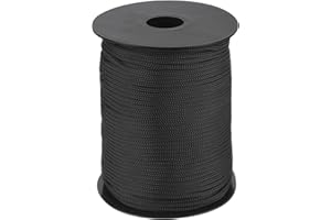 sourcing map 3mm Polypropylene Rope Braided Ropes, 100m Nylon Rope Hollow Utility Cord for Clothesline, Camping, Hiking, Outdoor, Black