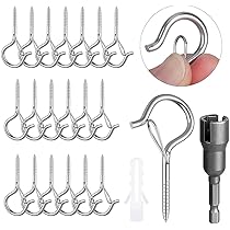 Set Di 10 Ganci Avvitabili Neri Per Muro E Soffitto - Ganci Robusti Per Teloni, Specchi E Oggetti Leggeri - Foto 4