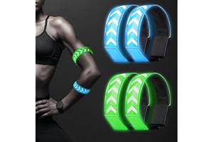 SYAKZK LED Armband, Männer Frauen, 4 Stück Verlängert Reflektorband, Ideen für Adventskalender Füllung, Reflektoren Kinder, Leuchtband Lauflicht für Nachtlauf, Joggen, Hundewandern