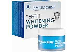 SMILE & SHINE Teeth Whitening Powder Dentist Approved - 6 Month Supply | Targets Tea, Coffee, Wine & Smoking Stains | Enamel Safe and peroxides Free - Powerful Stain Remover-Mint Flavor (Teeth Whitening Powder 30g)