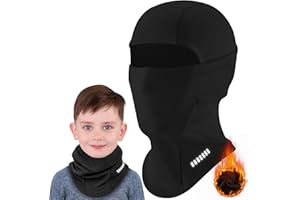 VOBUKE Cagoule d'hiver en Polaire Chaud pour Enfants 7-13 Ans, Cagoule Coupe-vent Multifonction Balaclava Bandana Coupe Masque de Ski Cyclisme Bonnet Chapeau avec Cache-Cou pour Garçons Filles