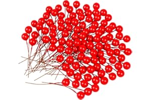 DERAYEE 100pcs Petit Baies de Houx de Noël Baies Artificielles pour Décorations Arbre de Noël et de Couronnes de Noel Faisant des Fournitures(Rouge)