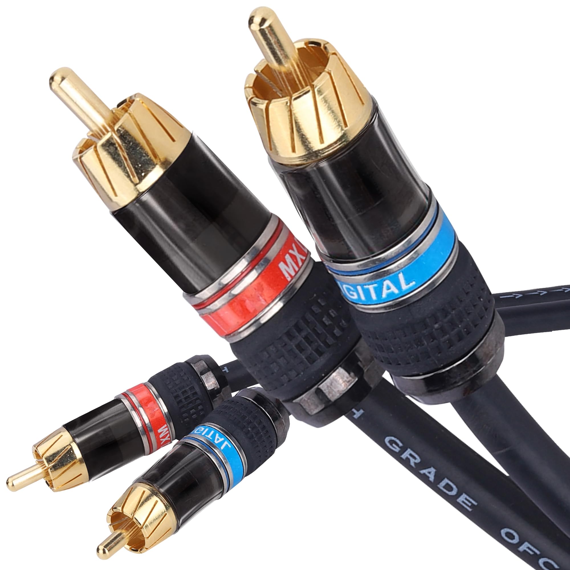 MX 2 RCA to 2 RCA OFC Cable & Home Theatre Cable With Gold-Plated Male Stereo Audio Extension Cable [Copper Shell] [Heavy Duty] - 1.5 Meter