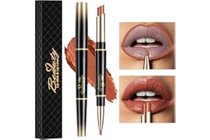 HOUSN 2 in 1 Double-end Lip Liner Pencil Matte Lipstick Pen, Long-lasting Lip Liner Contour Makeup Lipsticks, Non-Stick Cup Not Fade Lip Liner For Girls and Women Gift(11#Pumpkin)