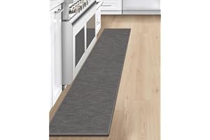 LEKEEPGO Alfombra Cocina Lavable Antideslizante 43x200cm, Alfombras Cocina Lavable, Alfombra Pasillo Larga, Tapete Cocina, Absorbente Alfombra para Cocina, Comedor, Lavadero, Pasillo, Gris