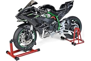 HTLNUZD Moto moulée en alliage H2R à l'échelle 1/6 avec son et lumineux, caractéristiques haute brillance finition spray pneus en caoutchouc cadeau de collection haut de gamme (noir H2R)