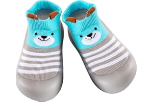 Aggroot Chaussons Chaussettes Antidérapants Bébé Semelle Souple Chaussures Premier Pas Doux Respirant pour Enfants Pantoufle - 0-24 Mois