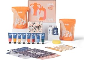 Sculpd Pottery Starter Kit - Complete Air Dry Clay + Painting Beginner Set for 2 Adults: Includes Sculpting Tools, Acrylic Paint, Brushes, Easy Guide, Video Tutorial & More - Date Night Crafts Gift