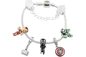 NIUMOWANG Marvel Braccialetto, Braccialetto per Avengers, Ragazze Bracciale con ciondoli, Argento Regolabile Braccialetto, Bracciale con ciondoli, Compleanno Party Regalo, Braccialetti per gioielli per bambini