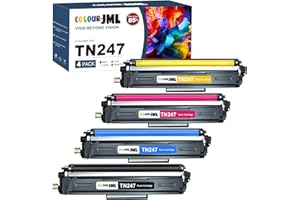COLOUR-JML TN247 Toner Cartridges Compatible for TN243 TN-243CMYK for Brother DCP-L3550CDW HL-L3230CDW MFC-3750CDW HL-L3210CW MFC-L3710CW DCP-L3510CDW (Black Cyan Yellow Magenta, 4-Pack)
