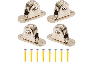 CHOONJIN 4 Pièces Poulies de Levage Mouflage pour Cable, 60mm Version Horizontale Poulie Simple, Roulette Rail Portail Coulissan Acier Inox, Bloc de Poulie avec 8 Vis, pour Corde à Linge, Cordes