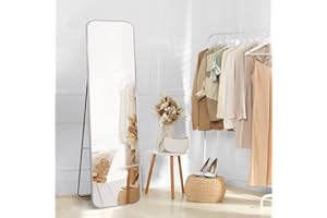 Meykoers Ganzkörperspiegel 160x40cm Standspiegel Bodenspiegel Stehen und hängen Körperspiegel Metallrahmen großer Spiegel für Ankleidezimmer, Schlafzimmer(Silber)