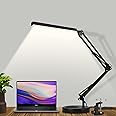 SKYLEO LED Desk Lamp with Clip and Base - Eye Protection Desk Lamps for Study - Swing Arm USB Desk Lamp Office - 3 Light Modes x 10 Brightness Levels - 12W - Black