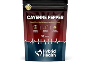 HYBRID HEALTH Cayenne Pepper Capsules | 120 Capsules | 1000 MG | 100% Natural | Cayenne Pepper Supplement | Vegan Non-GMO Zero Additives | UK Brand