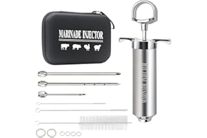COLCOSPIE TGE-V Meat Injection Syringe, Marinade Injector, BBQ Injectors, Meat Injection Syringe, Sauce Syringes with 3 Food Syringe Needles for Smoker/Chicken/Cheese/Beef; Stainless Steel - 60ml/2oz
