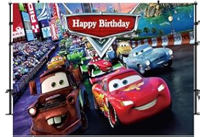 SCOOVY Car Toile de Fond « Happy Birthday »,Décorations de fête de Vinyle Photo Studio Props Fournitures de Fête de Photographie Décoration de fête à la Maison 150 * 100cm