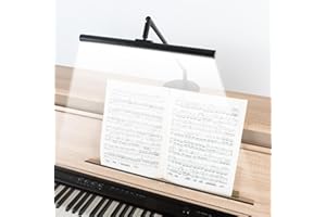Classic Cantabile SM Lámpara de piano regulable con función memoria, articulaciones esféricas, luz cálida blanca 78 LEDs, puerto de carga, lámpara de mesa negra para atril.