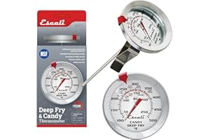 Escali AHC1 NSF Certified Candy/Deep Fry/Confection Thermometer with Extra Dial, 5.5" Probe, Silver