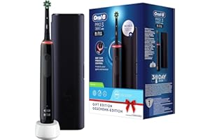 Oral-B PRO 3 3500 - Cepillo de dientes eléctrico con 3 modos de limpieza y control visual de presión de 360° para cuidado dental, estuche de viaje, regalo para hombre/mujer, negro