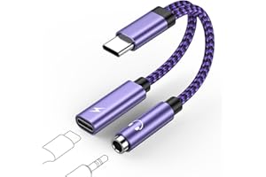 GIGREEN USB C to 3.5mm Jack Headphone and Charger Adapter, 2 in 1 Type C Aux Audio Headphone Adapter with USB C Charging Splitter for Samsung S25/S24/S23/S22/S21/A55/A54/A35/A34/A16/A15, iPhone 16 Series