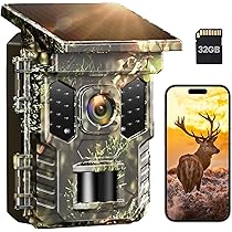 XTU Telecamera per animali selvatici con app di trasferimento del cellulare, 2,7 K, con sensore di movimento, visione notturna, inclusa scheda SD da 32 GB, impermeabile IP66, batteria al litio