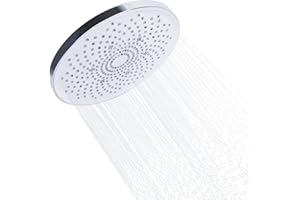 Ronvie Large Shower Head, High Pressure Rainfall Shower Head with Self-Cleaning, Luxury Modern Chrome, Universal G1/2 Waterfall Showerhead with Adjustable Angles 10 Inch Round