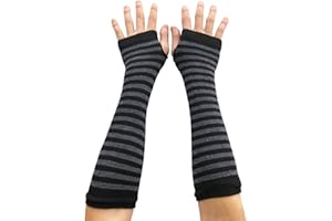 AUSUAYA Rękawiczki w paski długie bez palców, damskie zimowe dzianinowe ocieplacze na ramiona do punk rocka i cosplay gotycka impreza halloweenowa GB-WM-S-G5