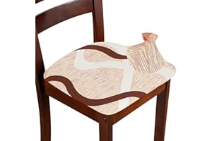 ZHILING Stretch Chair Seat Covers for Dining Room Set of 6, Elastic Dining Chair Seat Protector Cover Removable Washable Chair Slipcovers with Ties