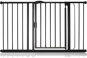 Safetots Barrière de Sécurité à Pression à Fermeture Automatique, 125.4 cm - 132.4 cm, Noir Mat, Barrière d'Escalier à Fermeture Automatique pour Bébé, Barrière de Sécurité