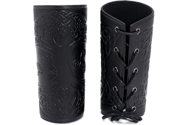 GORGECRAFT 2PCS Bracelet en Cuir avec Motif Arbre de Vie Brassards Poignet Protège-Bras Protège-Bras Tir à l'arc Boucle Brassards Unisexe Poignets en Cuir Brassard pour Hommes Femmes (Noir)