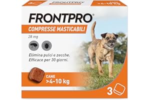 FRONTPRO 3 Tablets Chewable Antiparasitic for Weight Dogs > 4-10 kg Protects from Fleas and Ticks, Flea Repellent in Pack of 3 Tablets of 28.3 mg of Afoxolaner, 4 kg-10 kg