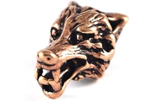 Battle-Merchant Wikinger Bartperle / Perle für Dreadlocks mit Wolfskopf aus Bronze, Innendurchmesser 6mm