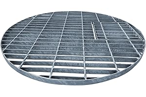 INTERGARDEN Cover grille round galvanised, diameter 66 cm, up to 250 kg, grid for water feature, cover for pools, fountain pool, cover for round pools, fountain pool grille, cover grille, mortar tray