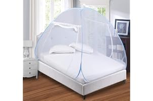 Kuber Industries Foldable, Durable, Lightweight Nylon Single Bed Mosquito Net, 6.5 x 4 Ft. (Blue)-46KM0461, Standard