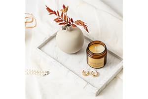 WORHE Italy Marble Vanity Tray for Jewelry, Perfume, Makeup, Candle,Towel Natural Modern Decorative Trays for Bathroom Bedroom Dresser Rectangle Kitchen Storage Organizer for Home Decor White FX031