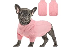 Queenmore Jersey para Perro Grande Bouledogue Francés Cálido Suéter para Perros Suéter Chihuahua Abrigo Teckel Ropa de Invierno para Perro Gato, Rosa,XL