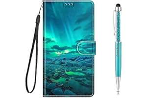 Grandoin Funda para Xiaomi Redmi Note 10 4G / Note 10S, Carcasa Protectora Cover Libro Caso Cubierta Magnética Billetera Cuero Case con Colorida Creativo Dibujos, Ranura para Tarjeta (Luz Verde)