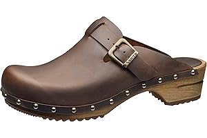 Sanita Kristel Mule Clog | Original Handmade Wooden Leather Clog for Women | Sustainable sole