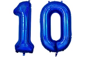 SOWIDE 40 Inch Navy Blue 10 Number Balloons, Dark Blue 1 & 0 Mylar Foil Large Balloons,10 Big Digit Number Balloon for Boys 10th Birthday Anniversary Decorations Graduation Party Supplies