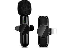 LIUWID Microfono Lavalier Wireless per iPhone,Plug&Play Mini Microfono Wireless,2.4GHz Professionale Microfoni Senza Fili,per Registrazione Video Podcast TikTok/YouTube/Vlog (BLACK)