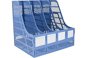 Elezeal Soporte para archivador de revistas, organizador vertical de plástico resistente HIPS con diseño hueco, duradero, A4, almacenamiento de documentos, carpeta de revistas, para oficina, escuela y