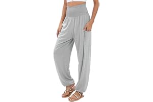 ANGGREK Spodnie haremki damskie z wysokim stanem, spodnie do jogi, casualowe, hipisowskie